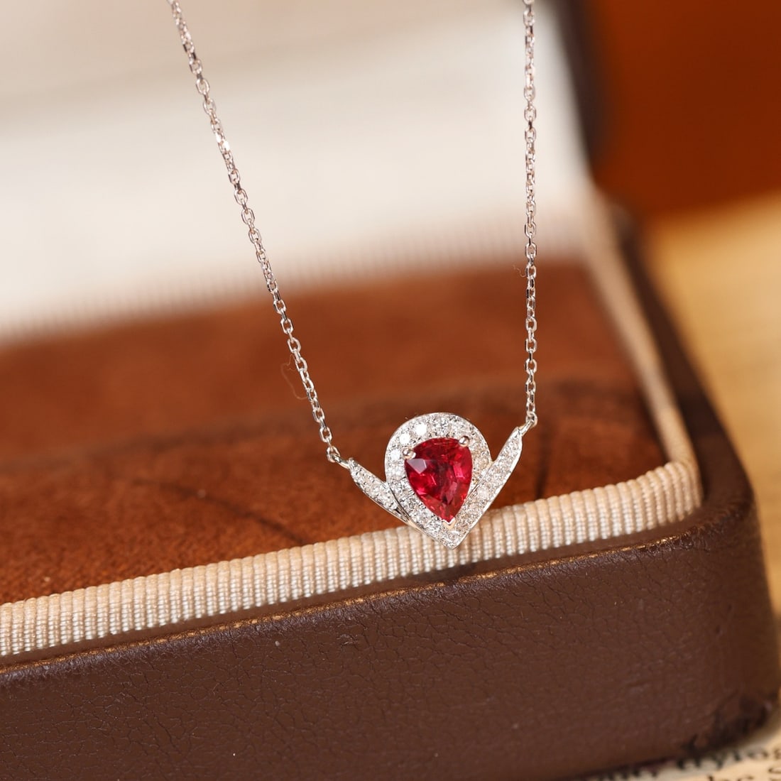 14k Gold 0.72 Ctw Natural Ruby & Diamond Necklace - 3