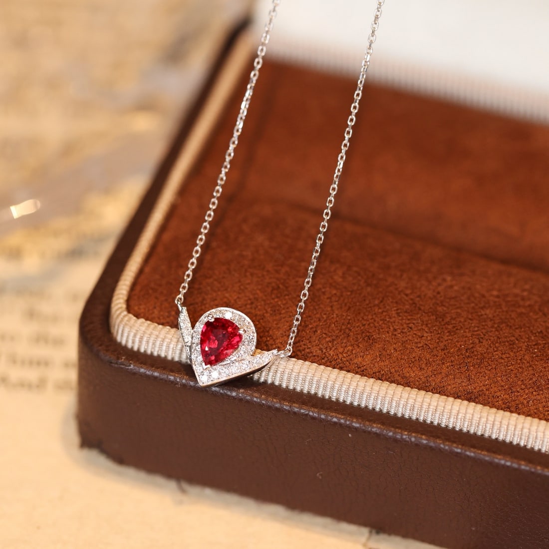 14k Gold 0.72 Ctw Natural Ruby & Diamond Necklace - 5