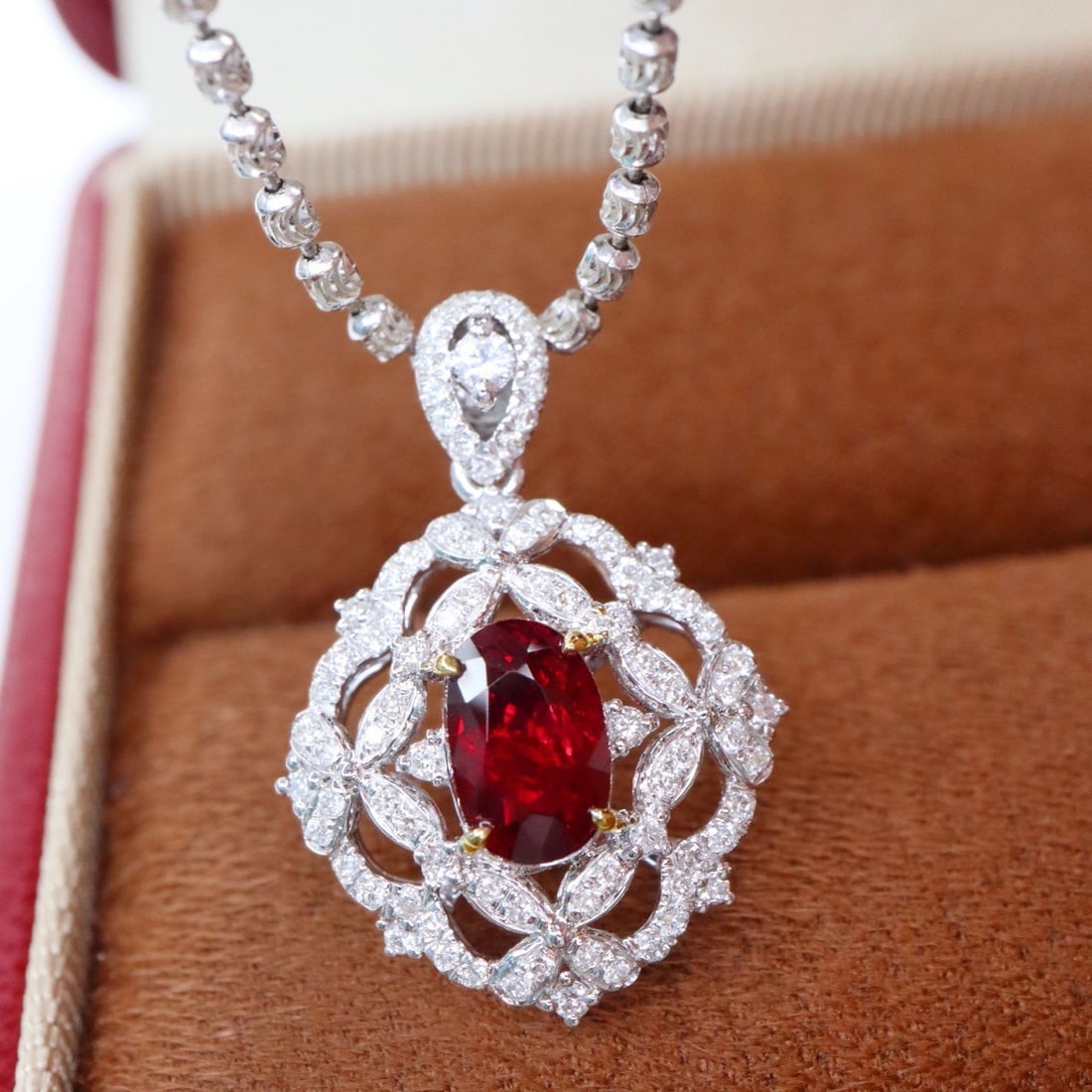 14k Gold 1.05 Ctw Natural Ruby & Diamond Pendant( Without Chain ) - 5