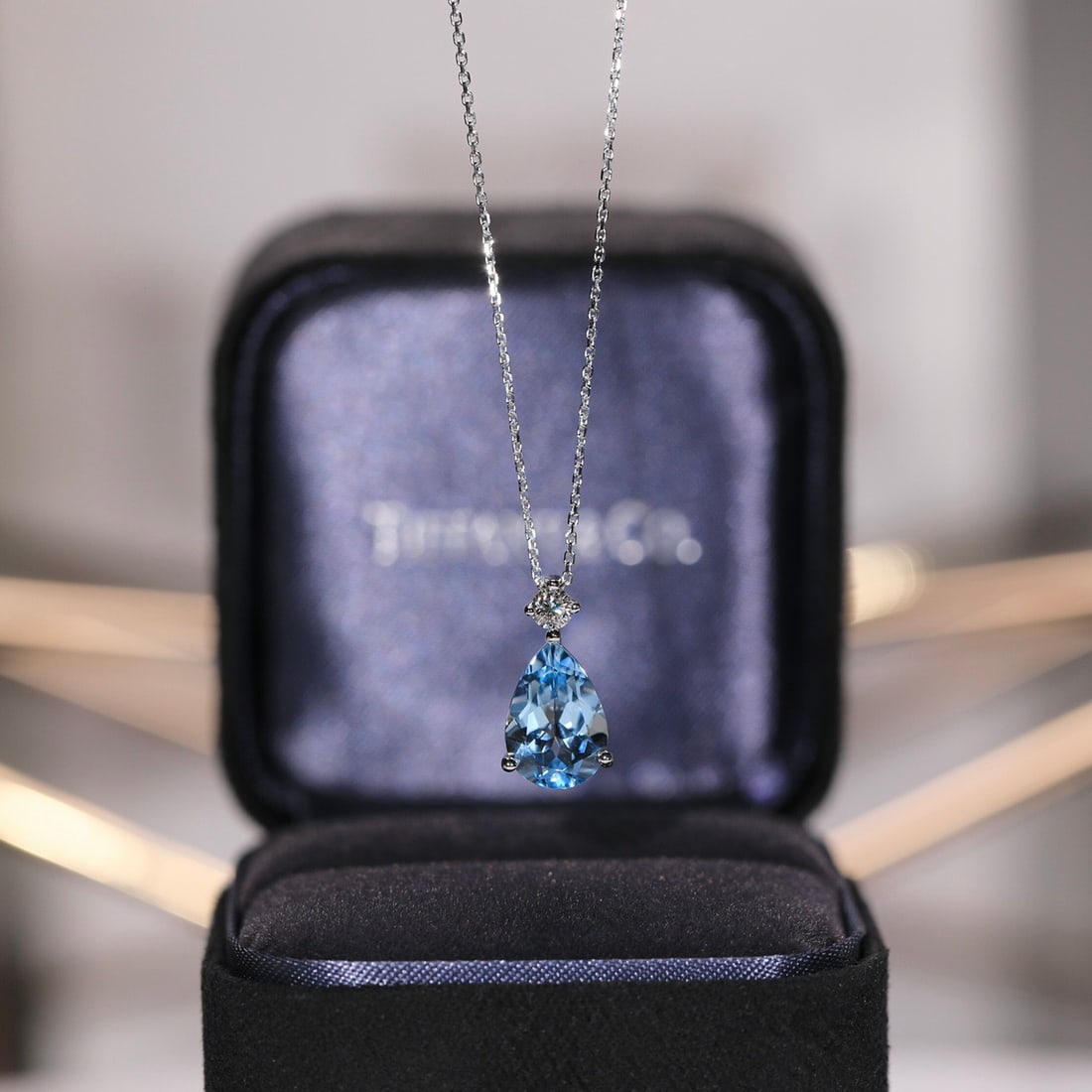 14k Gold 2.31 Ct Natural Aquamarine & Diamond Pendant( Without Chain ) - 4