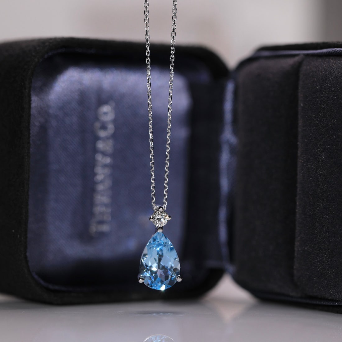 14k Gold 2.31 Ct Natural Aquamarine & Diamond Pendant( Without Chain ) - 7