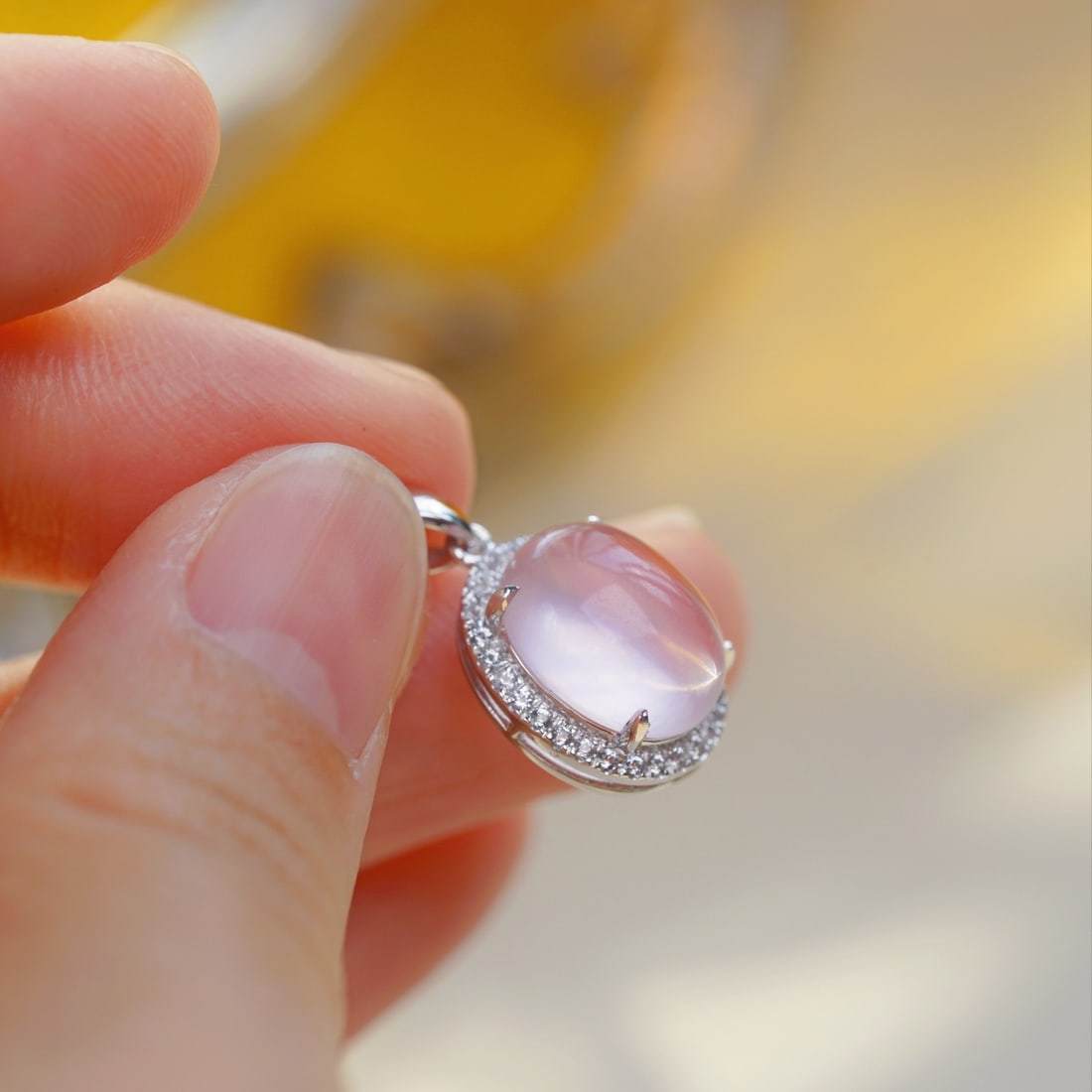 14k Gold 4.10 Ctw Natural Rose Quartz & Sapphire Pendant( Without Chain ) - 2