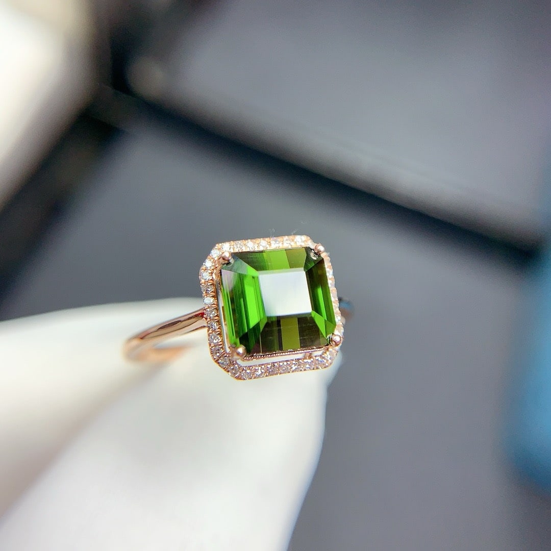 14k Gold 2.6 Ct Natural Tourmaline & Diamond Ring - 2