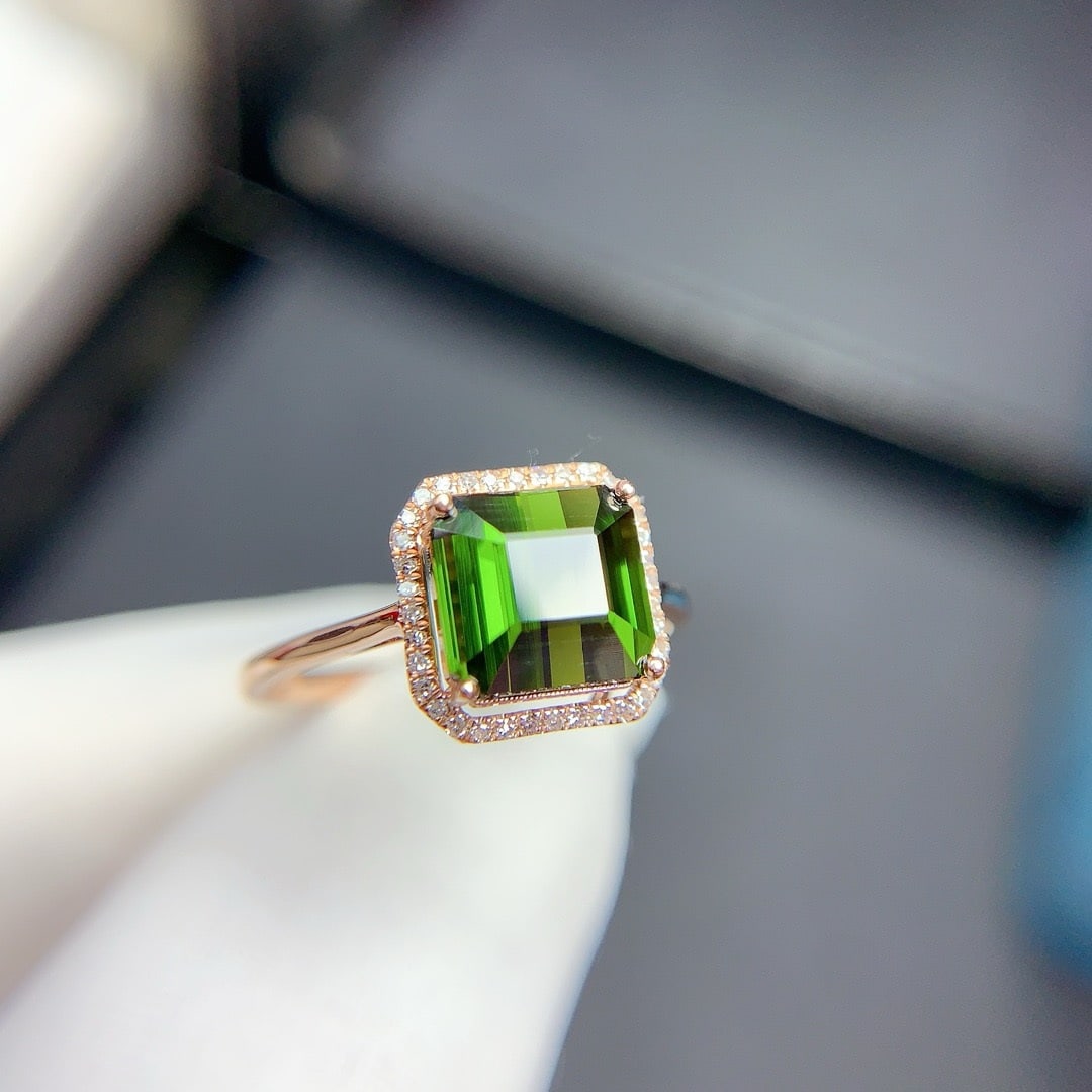 14k Gold 2.6 Ct Natural Tourmaline & Diamond Ring - 3