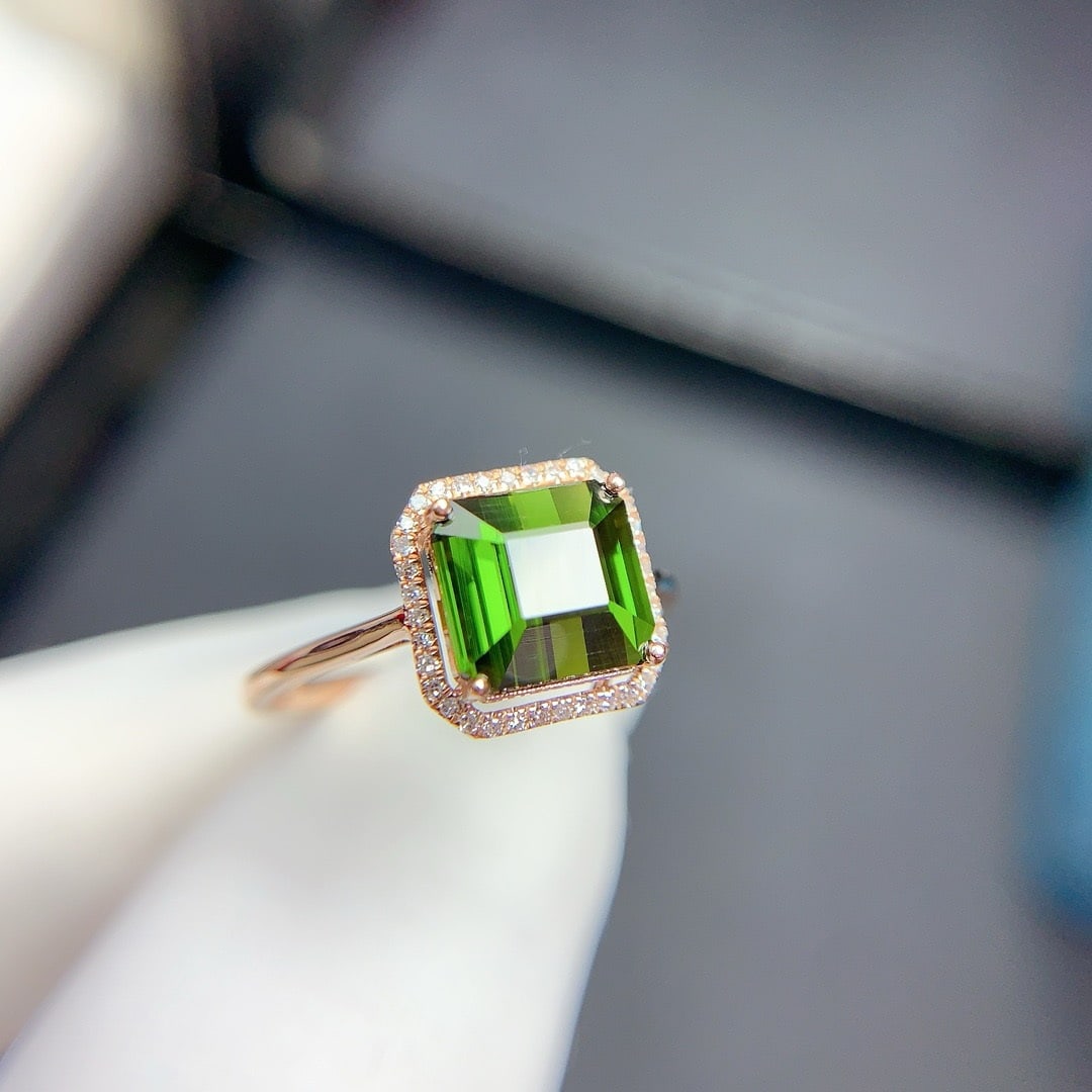 14k Gold 2.6 Ct Natural Tourmaline & Diamond Ring - 4