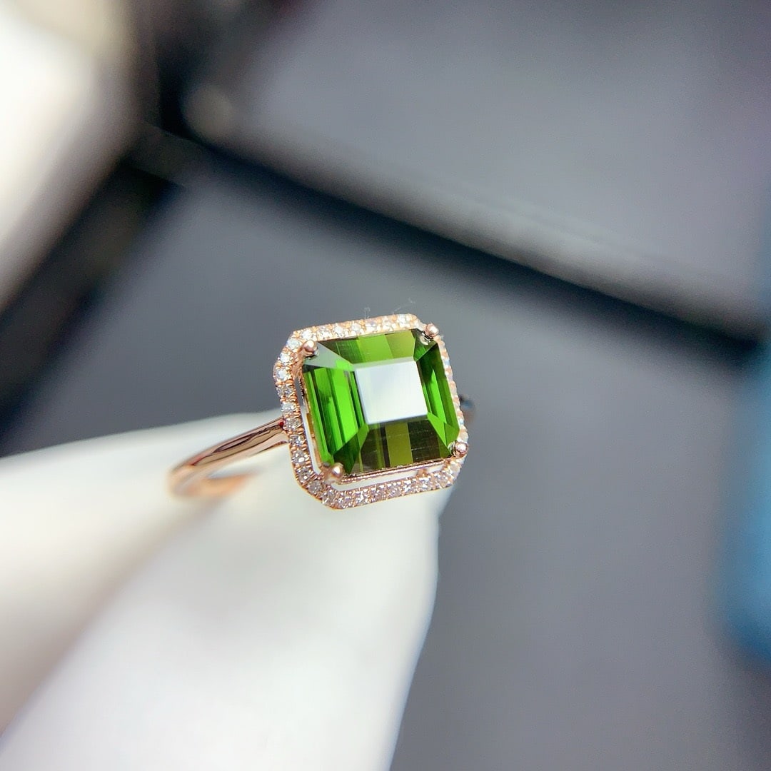 14k Gold 2.6 Ct Natural Tourmaline & Diamond Ring - 5