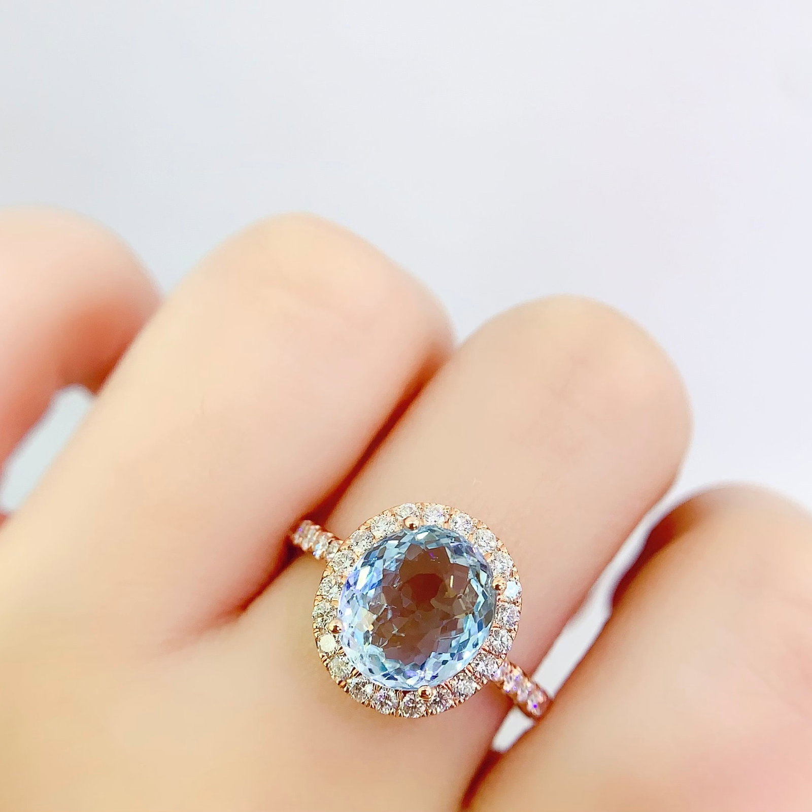 14k Gold 3.12 Ct Natural Aquamarine & Diamond Ring - 6