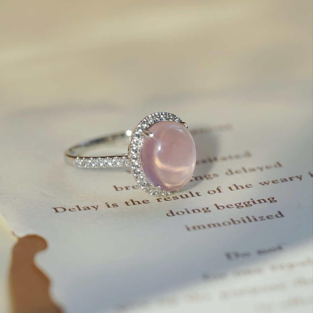 14k Gold 4.30 Ctw Natural Rose Quartz & Sapphire Ring - 2