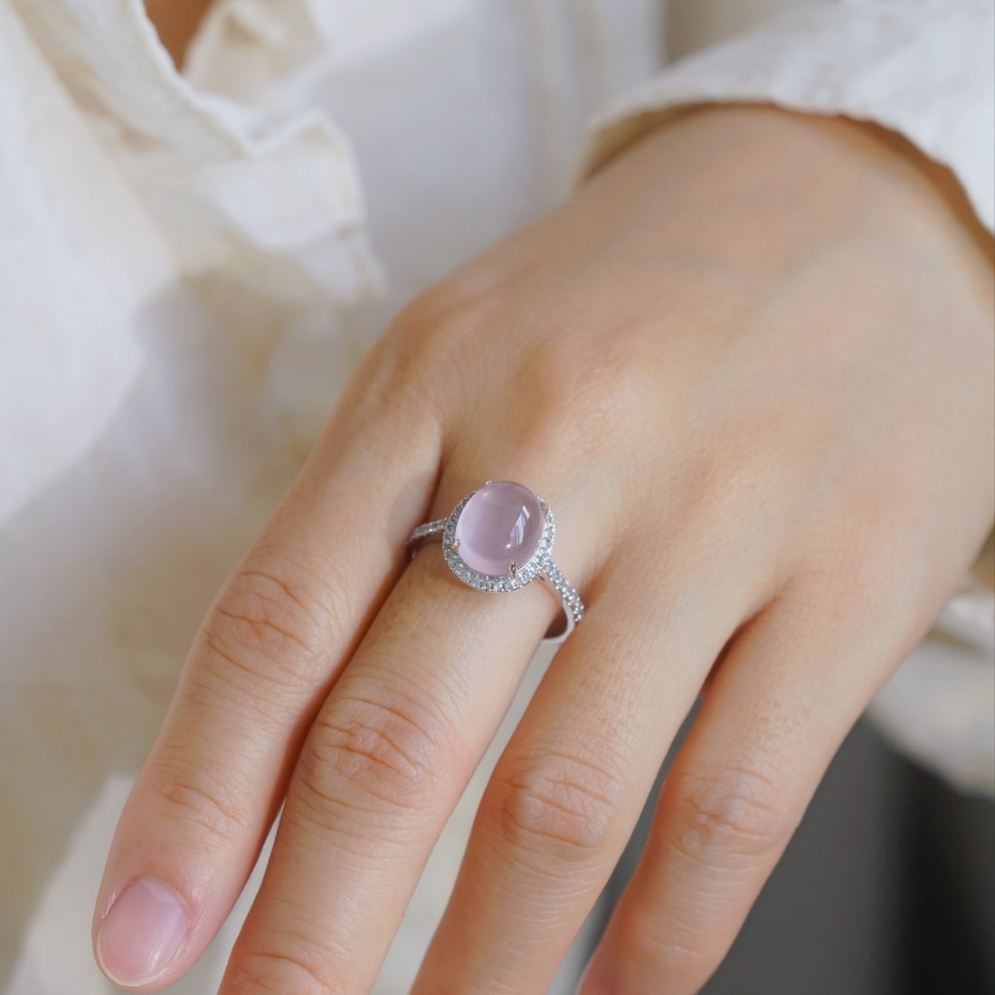 14k Gold 4.30 Ctw Natural Rose Quartz & Sapphire Ring - 5