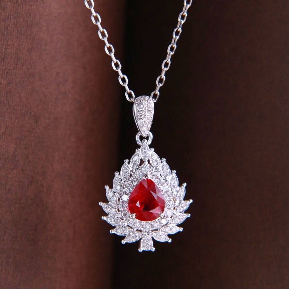 14k Gold 0.80 Ctw Natural Ruby & Diamond Pendant( Without Chain ) - 6