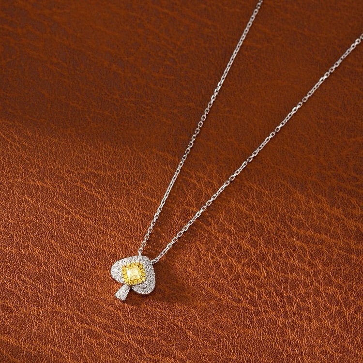 14k Gold 0.29 Ctw Natural Yellow Diamond & Diamond Necklace - 3