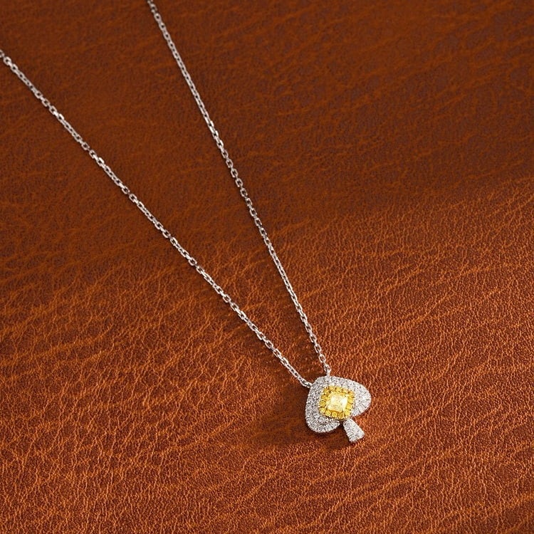 14k Gold 0.29 Ctw Natural Yellow Diamond & Diamond Necklace - 4