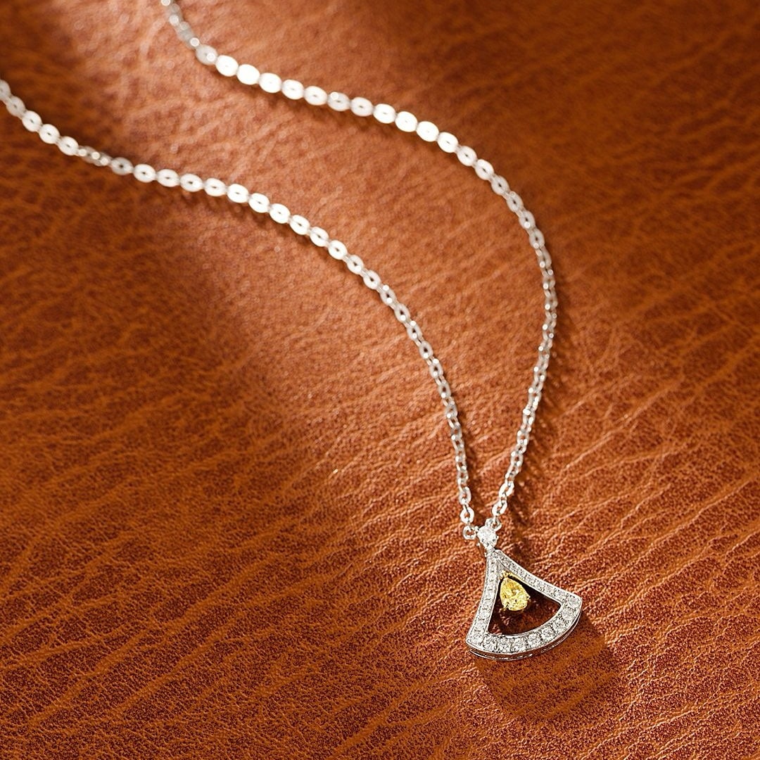 14k Gold 0.25 Ctw Natural Yellow Diamond & Diamond Necklace - 3