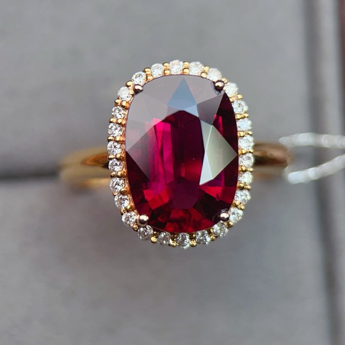 14k Gold 3.9 Ct Natural Tourmaline & Diamond Ring - 2