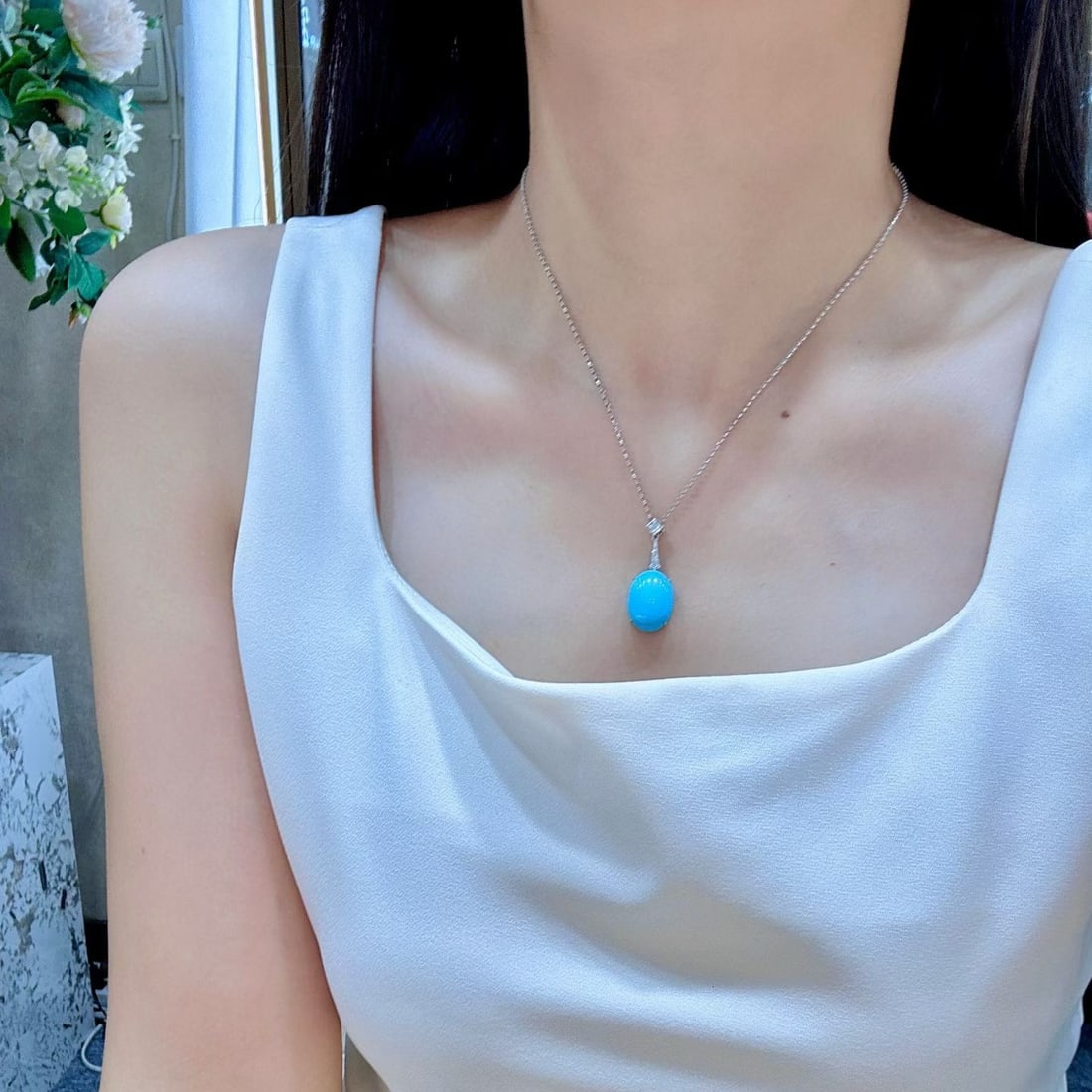14k Gold 10.11 Ctw Natural Topaz & Diamond Necklace - 4