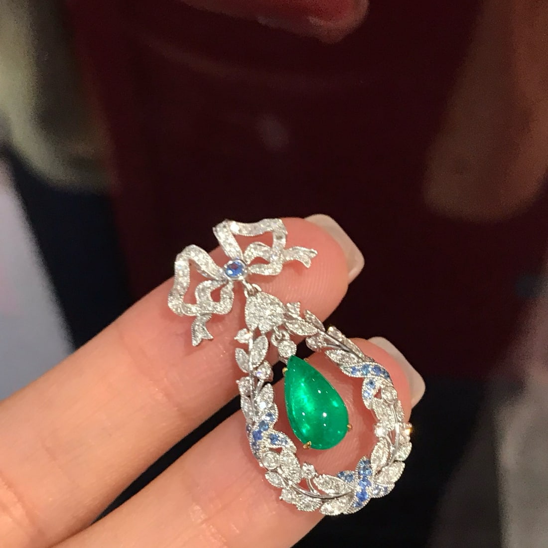 14k Gold 1.73 Ctw Natural Emerald & Diamond Pendant( Without Chain ) - 2