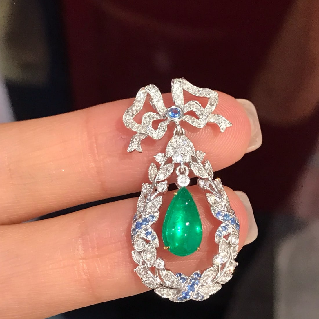 14k Gold 1.73 Ctw Natural Emerald & Diamond Pendant( Without Chain ) - 3