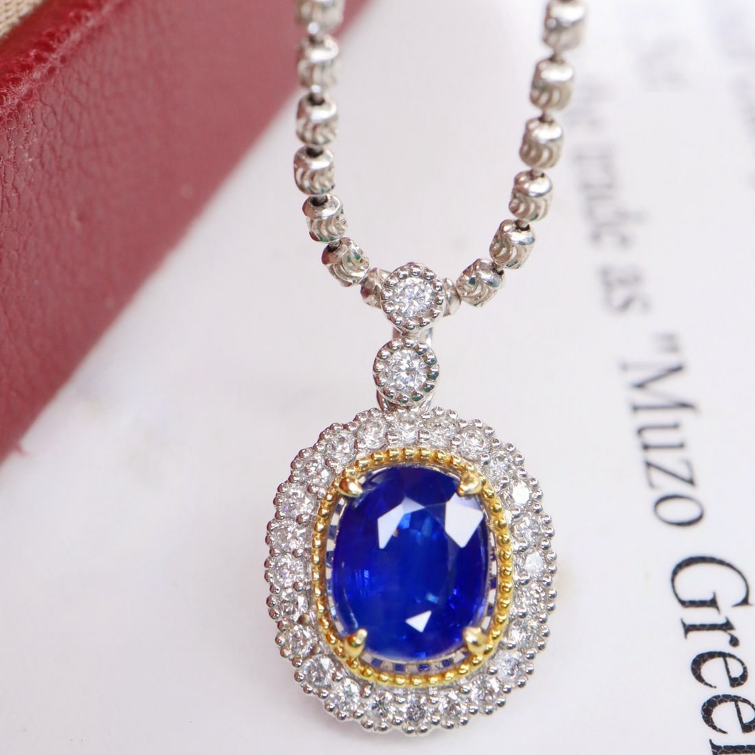 14k Gold 1.43 Ctw Natural Sapphire & Diamond Pendant( Without Chain ) - 3
