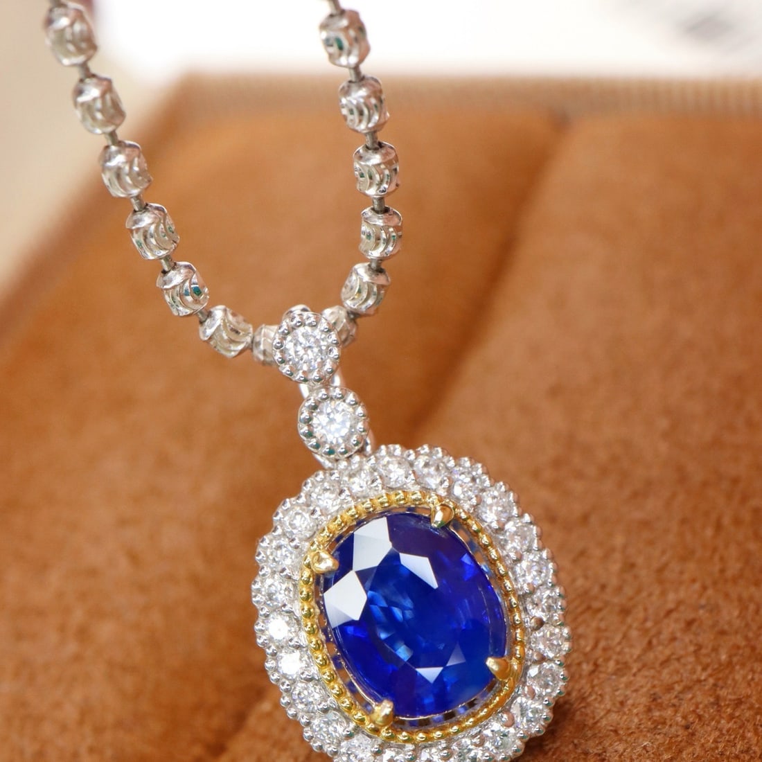 14k Gold 1.43 Ctw Natural Sapphire & Diamond Pendant( Without Chain ) - 4