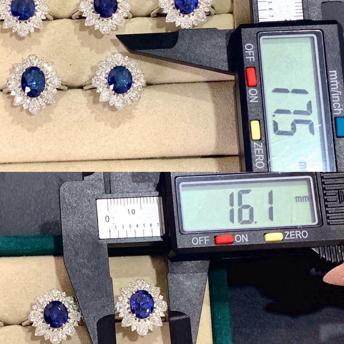 14k Gold 3.60 Ctw Natural Sapphire & Diamond Ring - 8