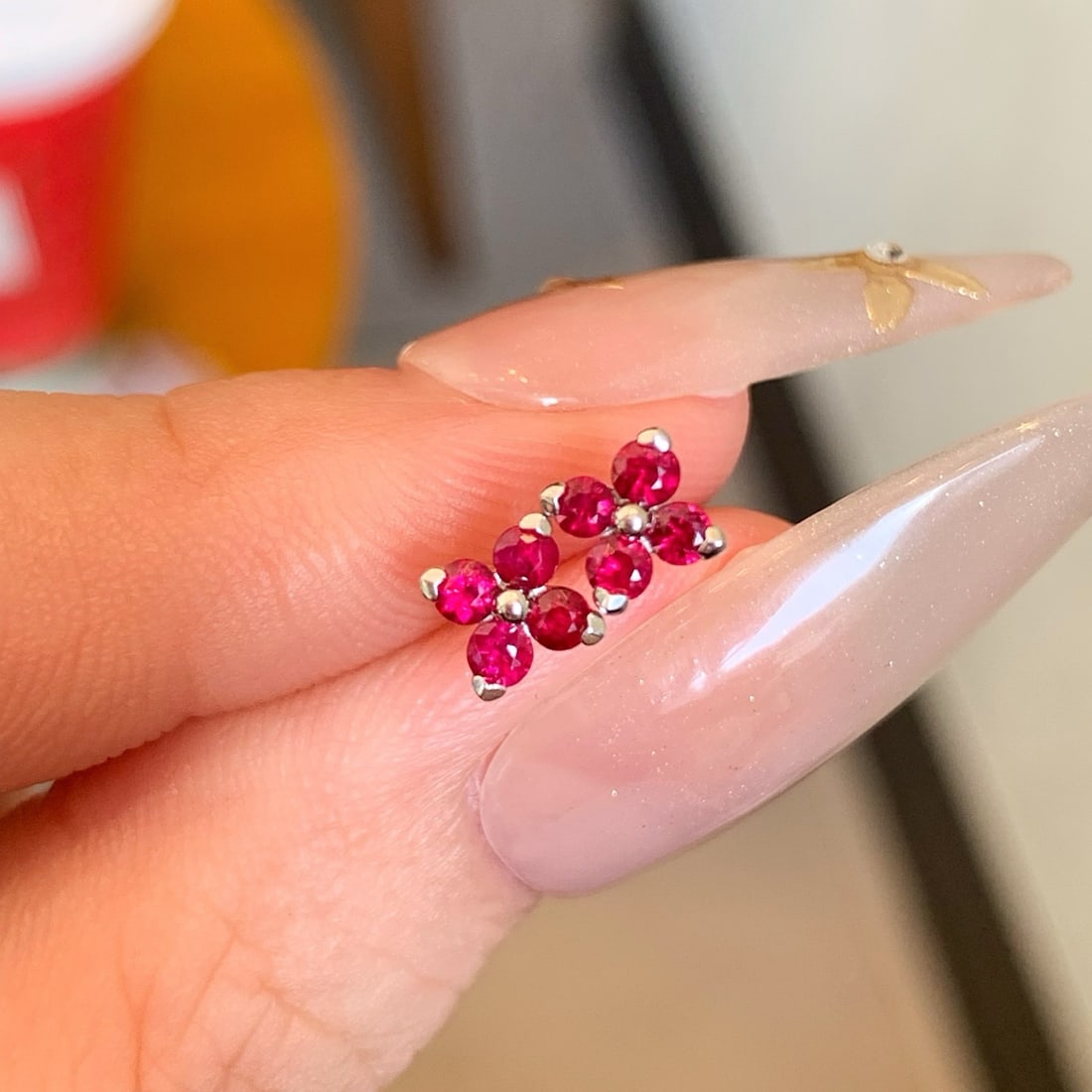 14k Gold 0.35 Ct Natural Ruby Earrings - 3