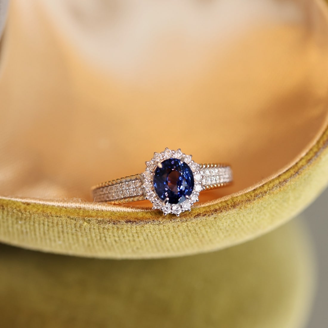 14k Gold 1.87 Ctw Natural Sapphire & Diamond Ring - 3