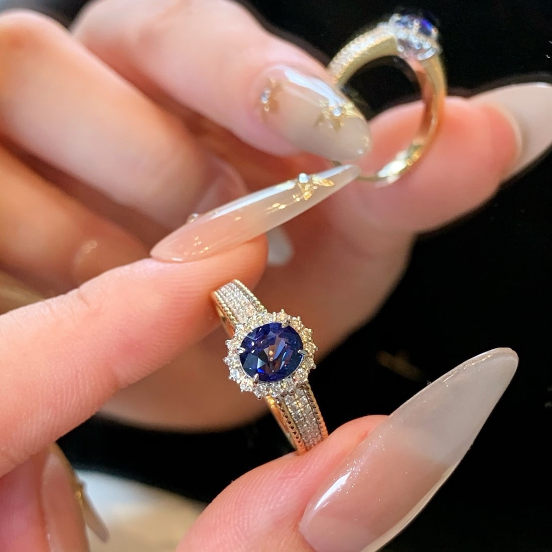 14k Gold 1.87 Ctw Natural Sapphire & Diamond Ring - 4