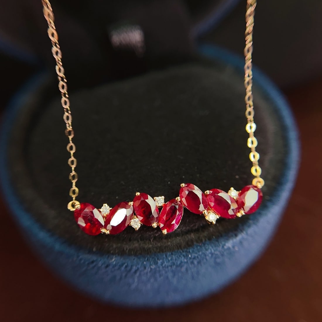 14k Gold 2.80 Ct Natural Ruby & Diamond Necklace - 3