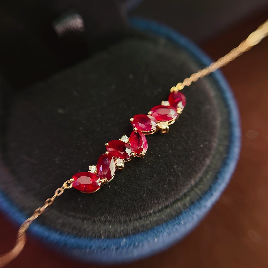 14k Gold 2.80 Ct Natural Ruby & Diamond Necklace - 4