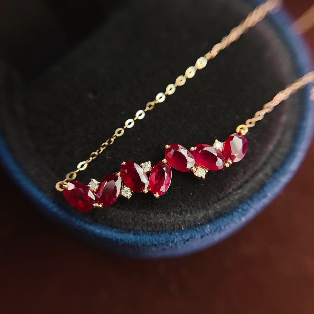 14k Gold 2.80 Ct Natural Ruby & Diamond Necklace - 5