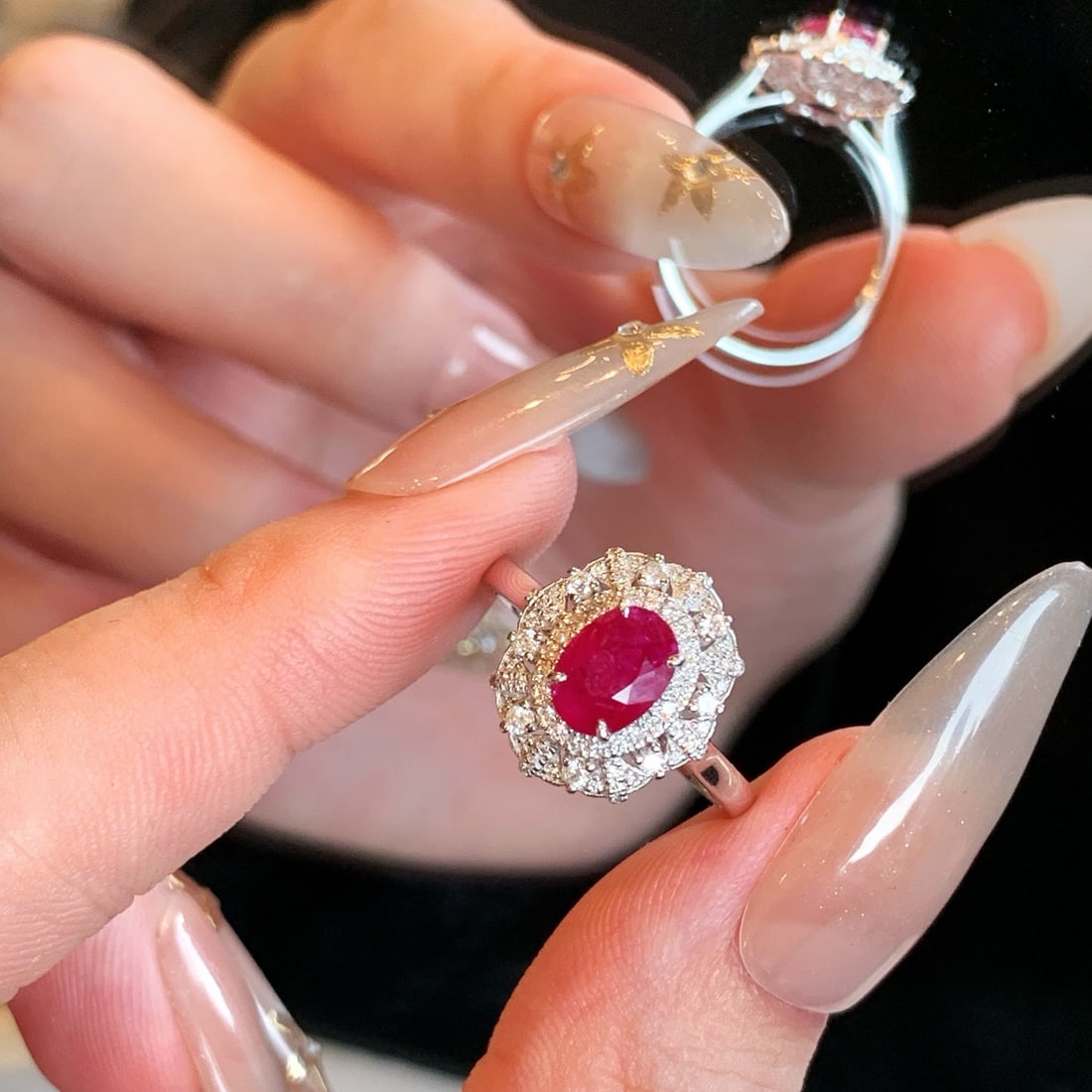 14k Gold 1.47 Ctw Natural Ruby & Diamond Ring - 7