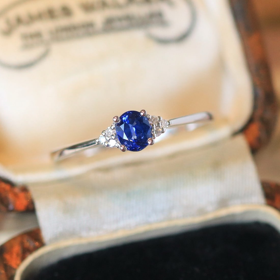 14k Gold 0.44 Ctw Natural Sapphire & Diamond Ring - 2