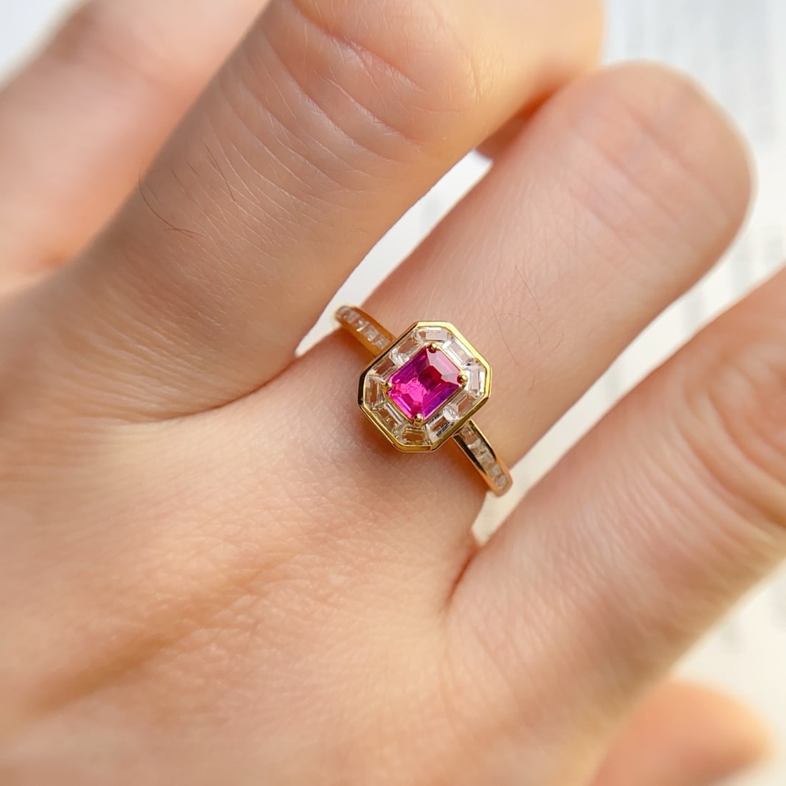 14k Gold 0.50 Ct Natural Ruby & Sapphire Ring - 6