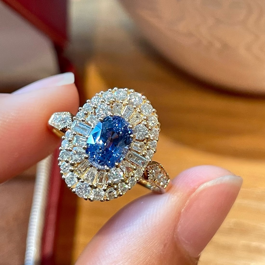 14k Gold 1.02 Ct Natural Sapphire & Diamond Ring - 2
