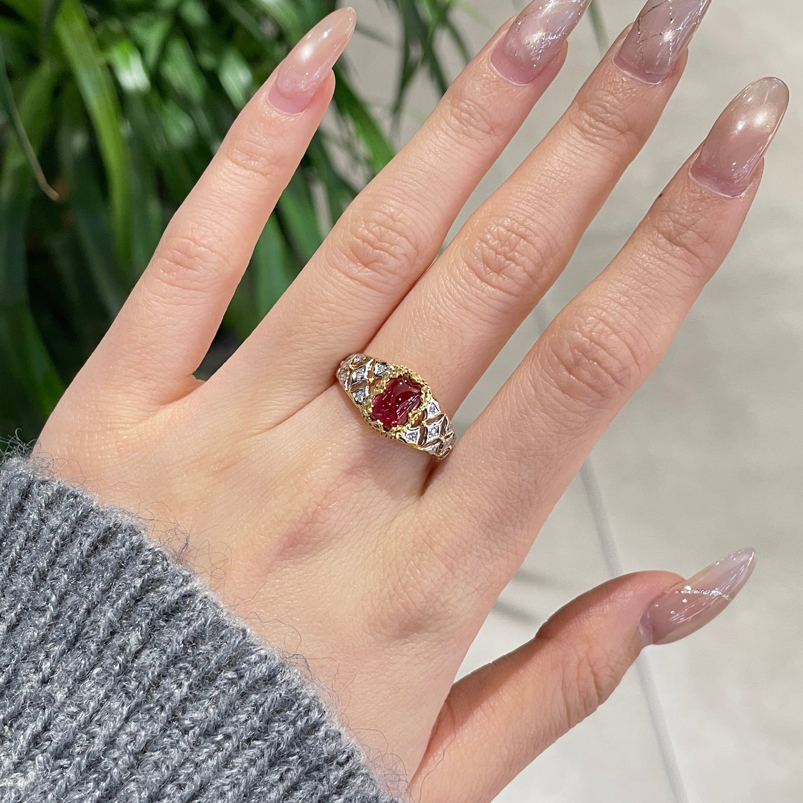 14k Gold 1.3 Ct Natural Tourmaline & Diamond Ring - 4