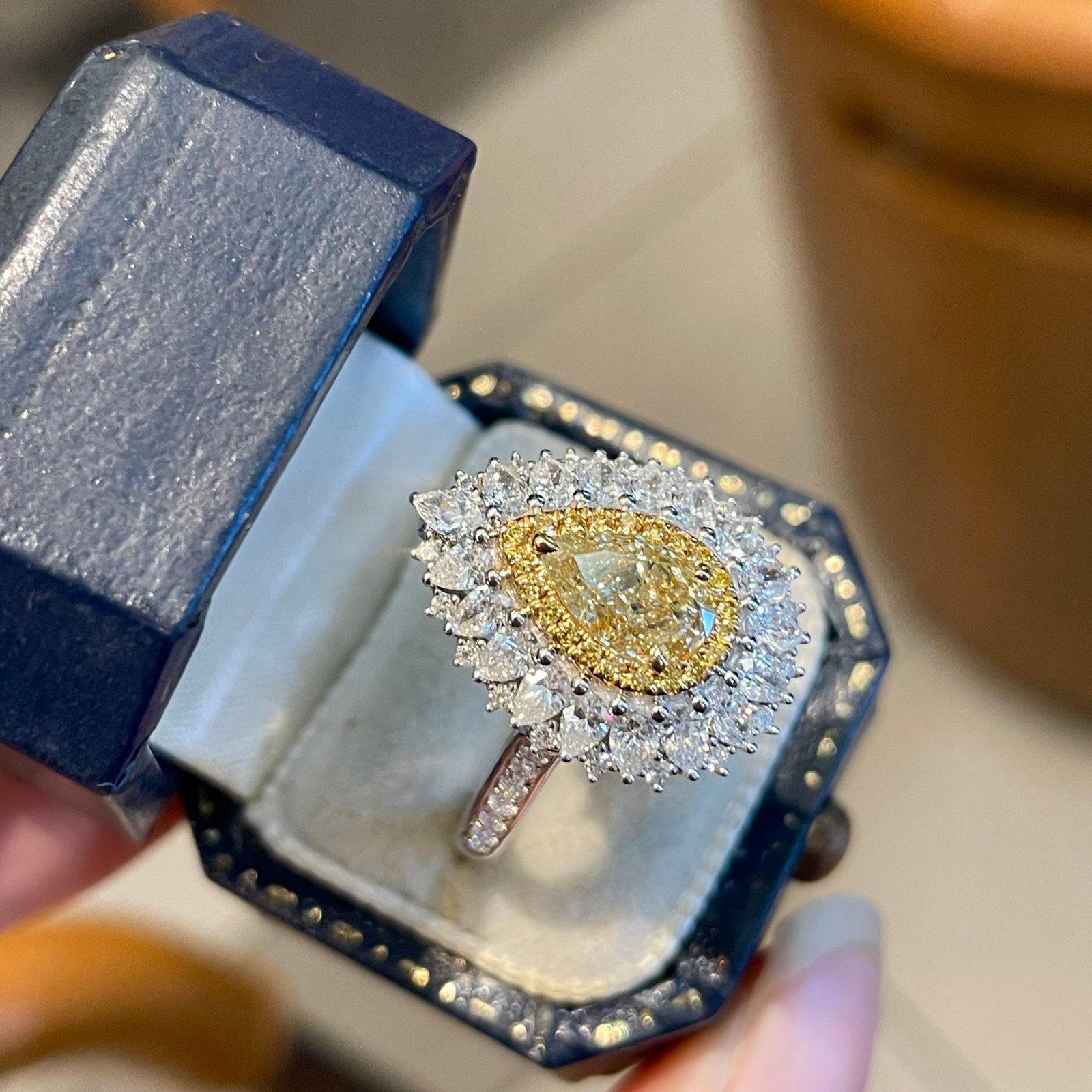 14k Gold 2.30 Ctw Natural Yellow Diamond & Diamond Ring/pendant( Without Chain ) - 2