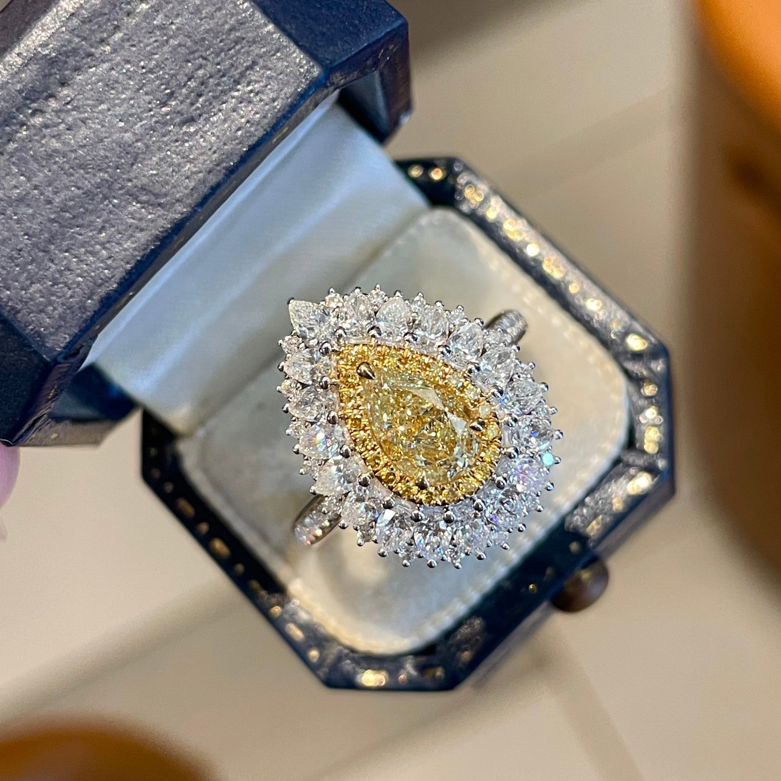 14k Gold 2.30 Ctw Natural Yellow Diamond & Diamond Ring/pendant( Without Chain ) - 3