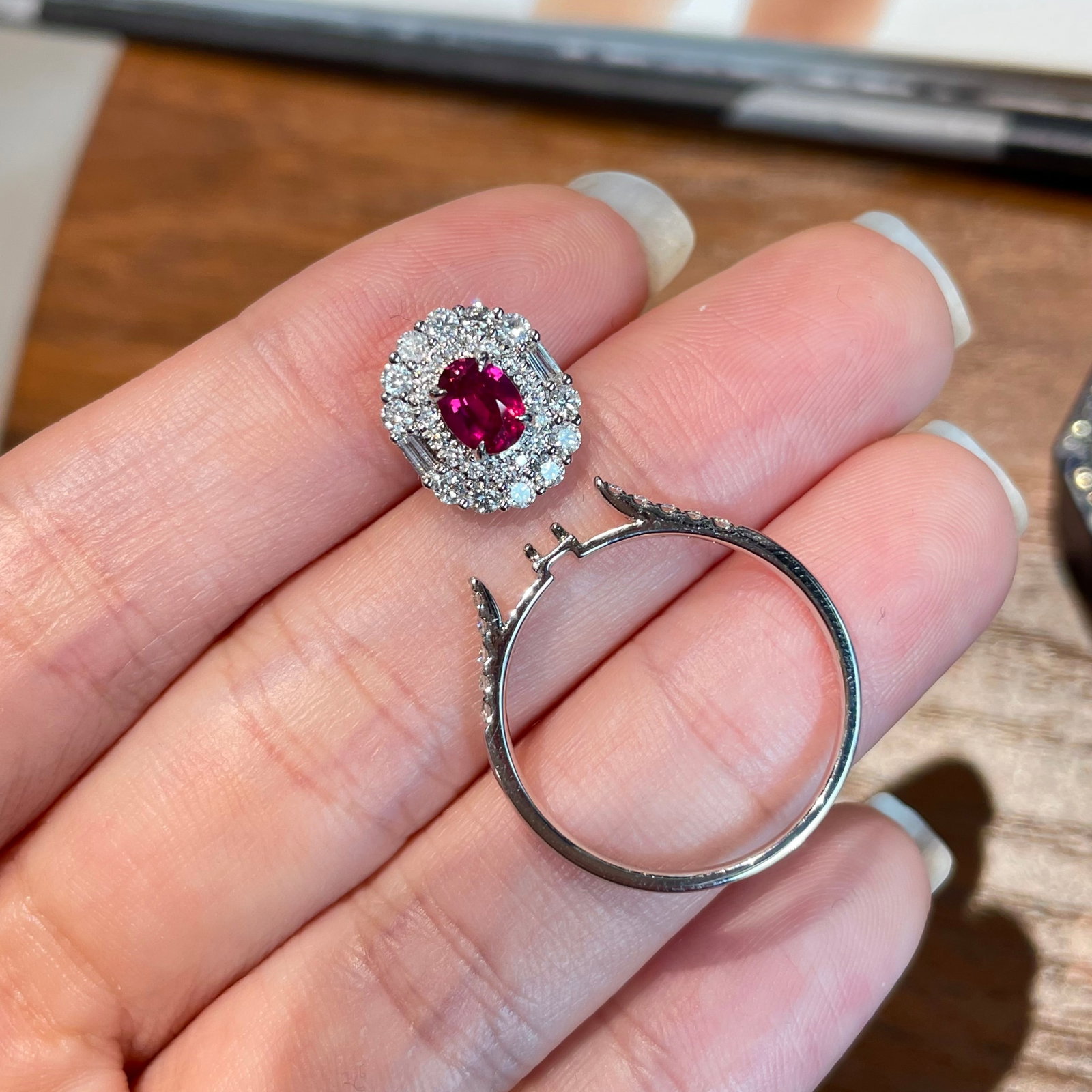 14k Gold 0.6 Ct Natural Ruby & Diamond Ring/pendant( Without Chain ) - 3