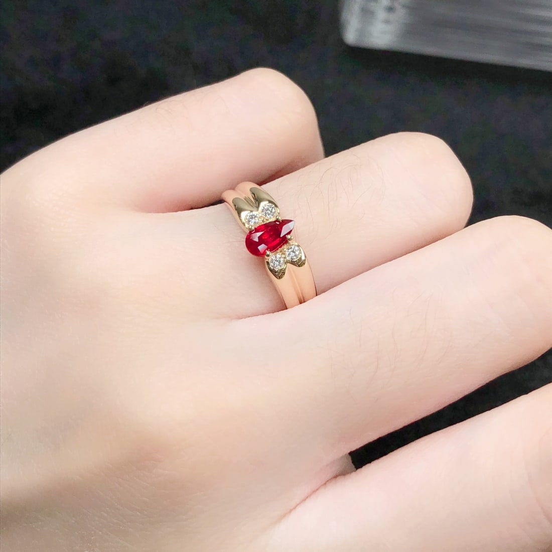 14k Gold 0.70 Ctw Vivid Red Natural Ruby & Diamond Ring - 8