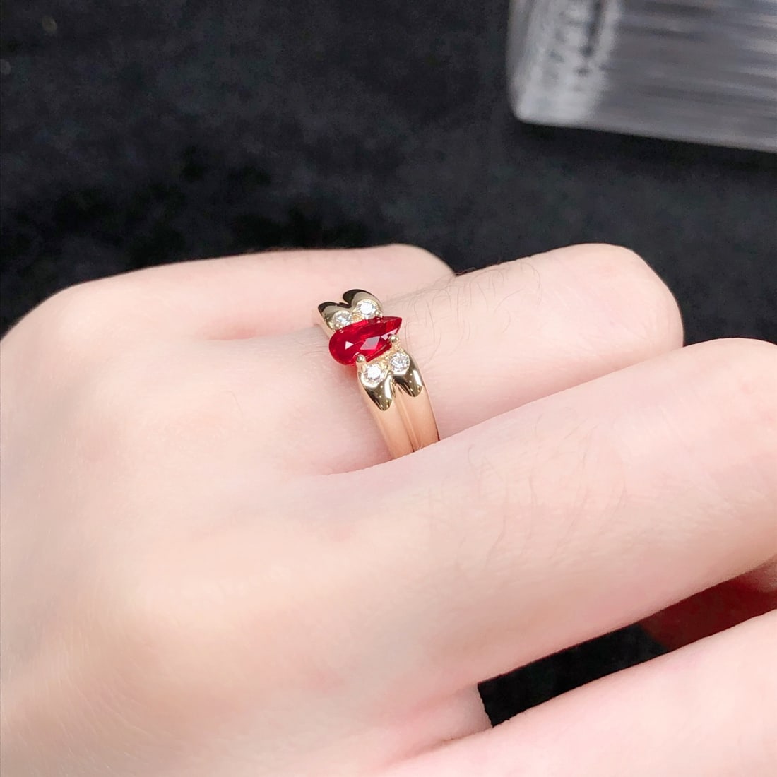 14k Gold 0.70 Ctw Vivid Red Natural Ruby & Diamond Ring - 9