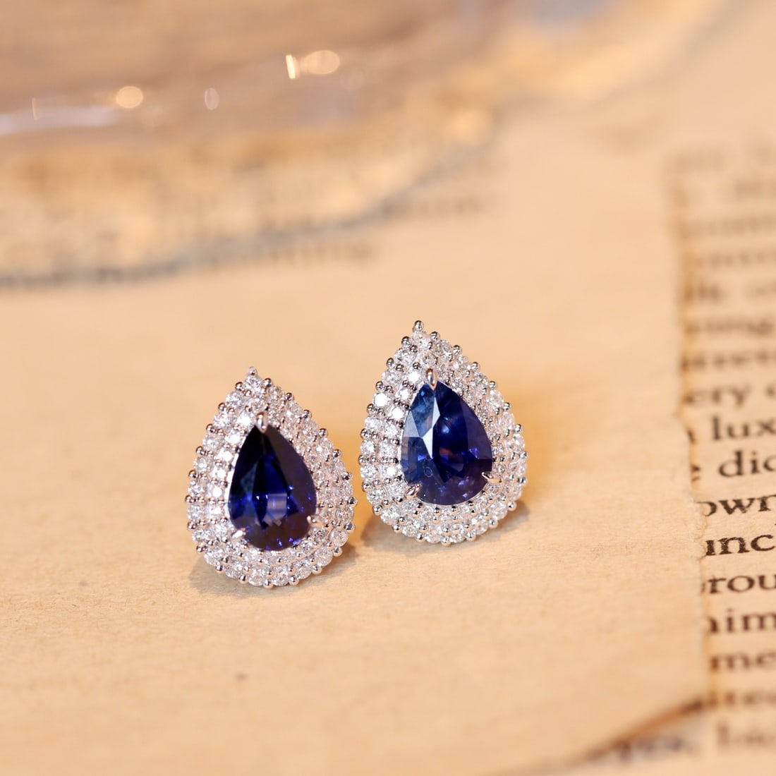 14k Gold 2.59 Ctw Natural Sapphire & Diamond Earrings - 3
