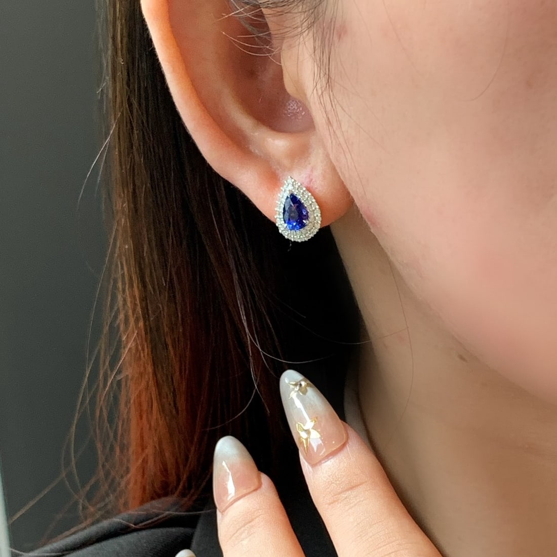 14k Gold 2.59 Ctw Natural Sapphire & Diamond Earrings - 5