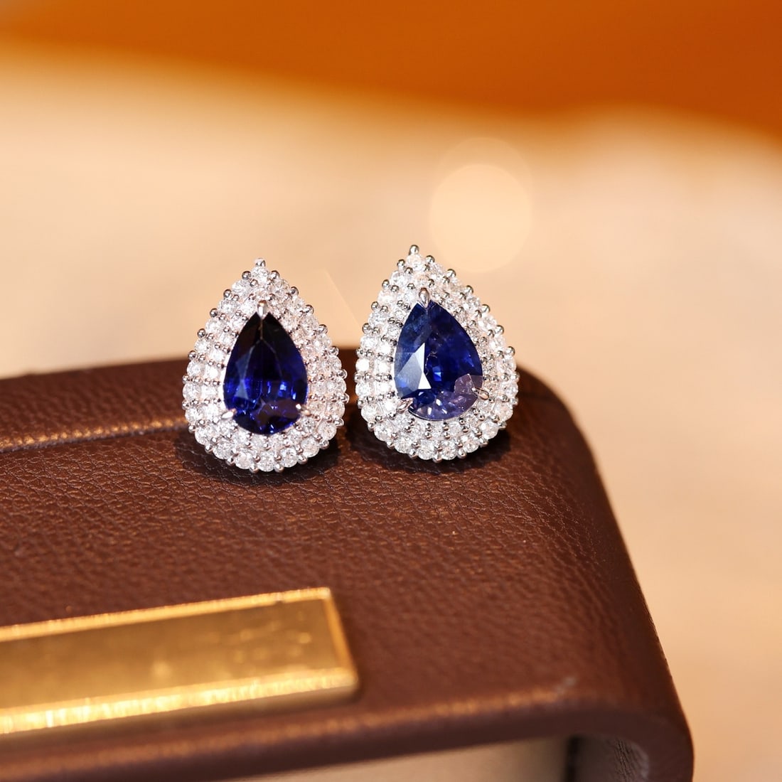 14k Gold 2.59 Ctw Natural Sapphire & Diamond Earrings - 6