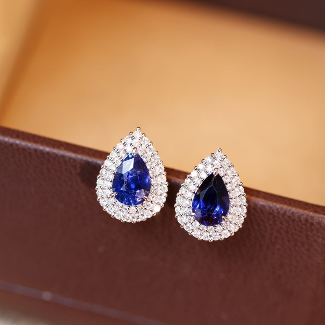 14k Gold 2.59 Ctw Natural Sapphire & Diamond Earrings - 7