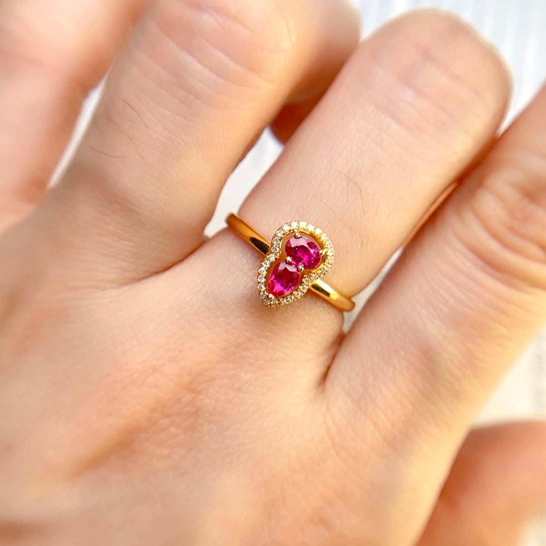14k Gold 0.75 Ct Natural Ruby & Diamond Ring - 5