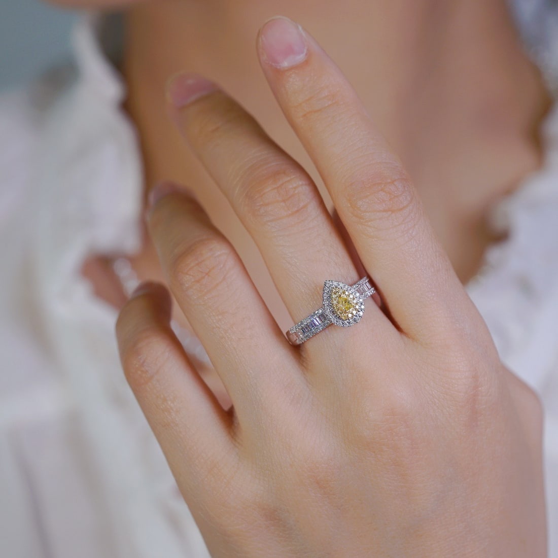 14k Gold 0.50 Ctw Natural Yellow Diamond & Diamond Ring - 5