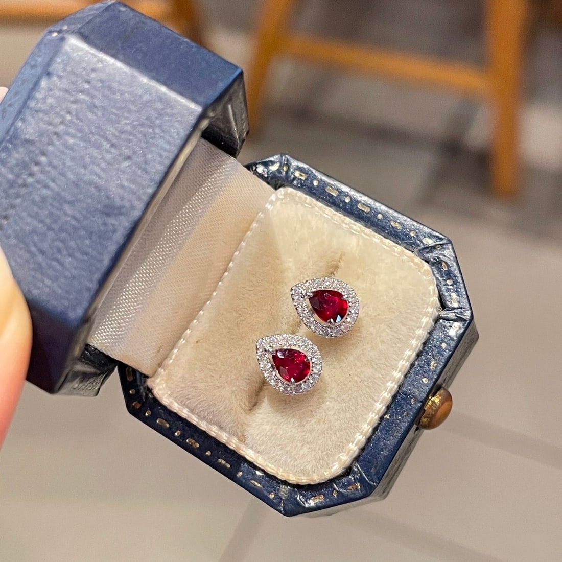 14k Gold 0.4 Ct Natural Ruby & Diamond Earrings - 4