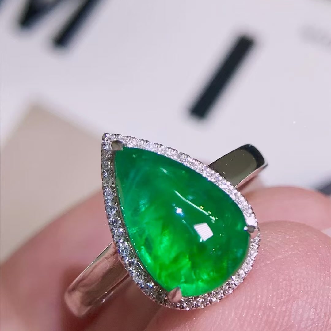 14k Gold 2.95 Ctw Vivid Green Natural Emerald & Diamond Ring - 2