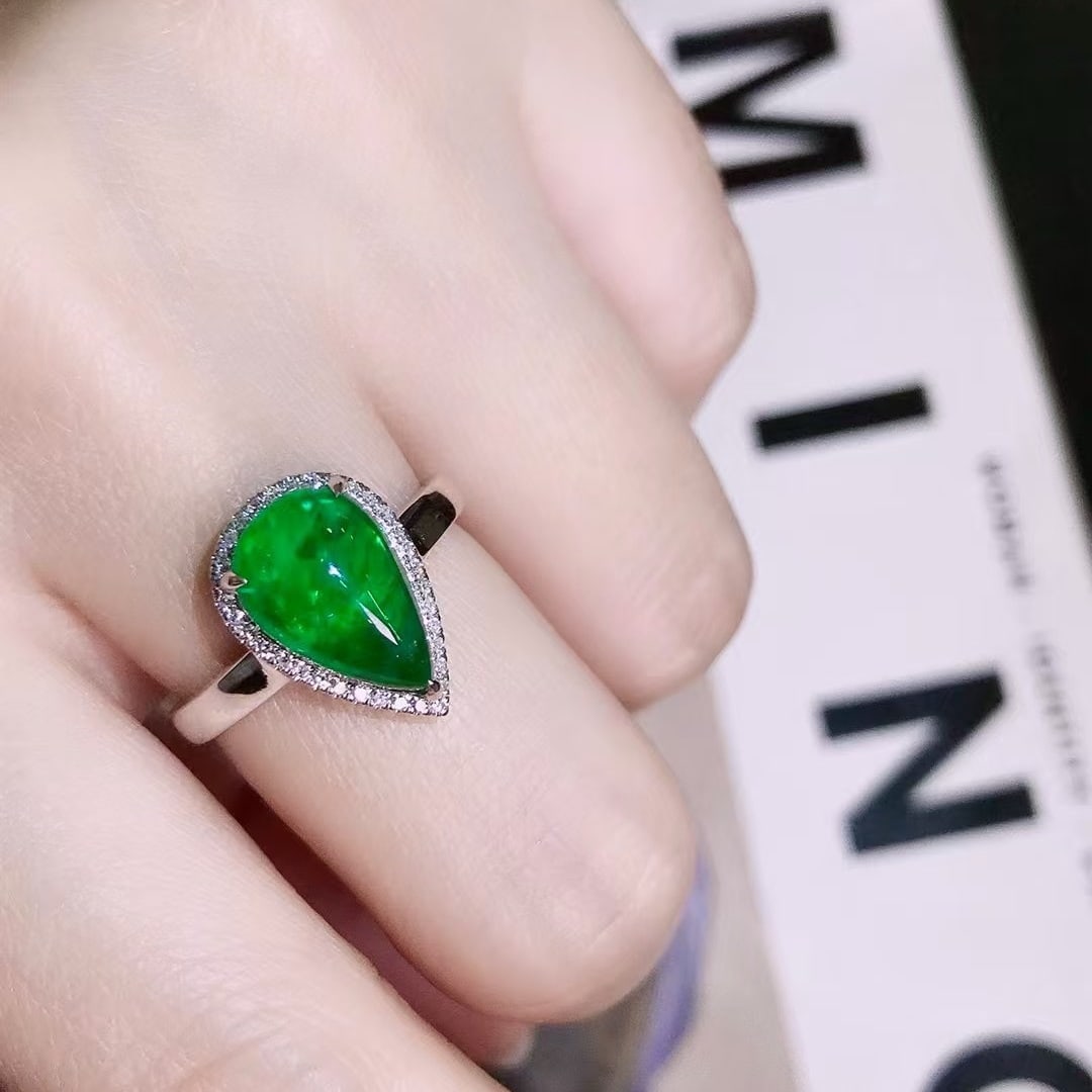14k Gold 2.95 Ctw Vivid Green Natural Emerald & Diamond Ring - 4