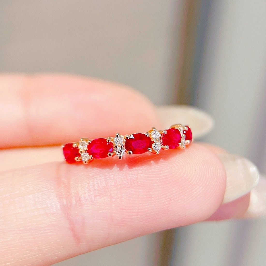 14k Gold 0.9 Ct Natural Ruby & Diamond Ring - 3